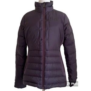 The North Face Women Medium Down Coat Puffer Jacket Packable Purple Zip Pockets